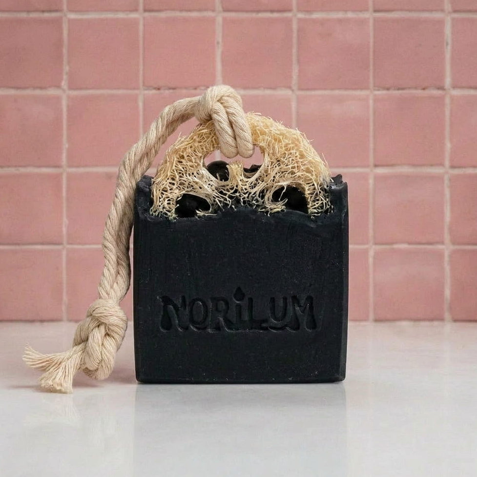 Activated Charcoal Loofah Bar front view