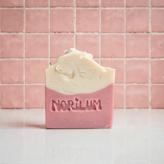 Handmade soft bloom pink clay geranium gentle glow soap bar by Norilum New Zealand