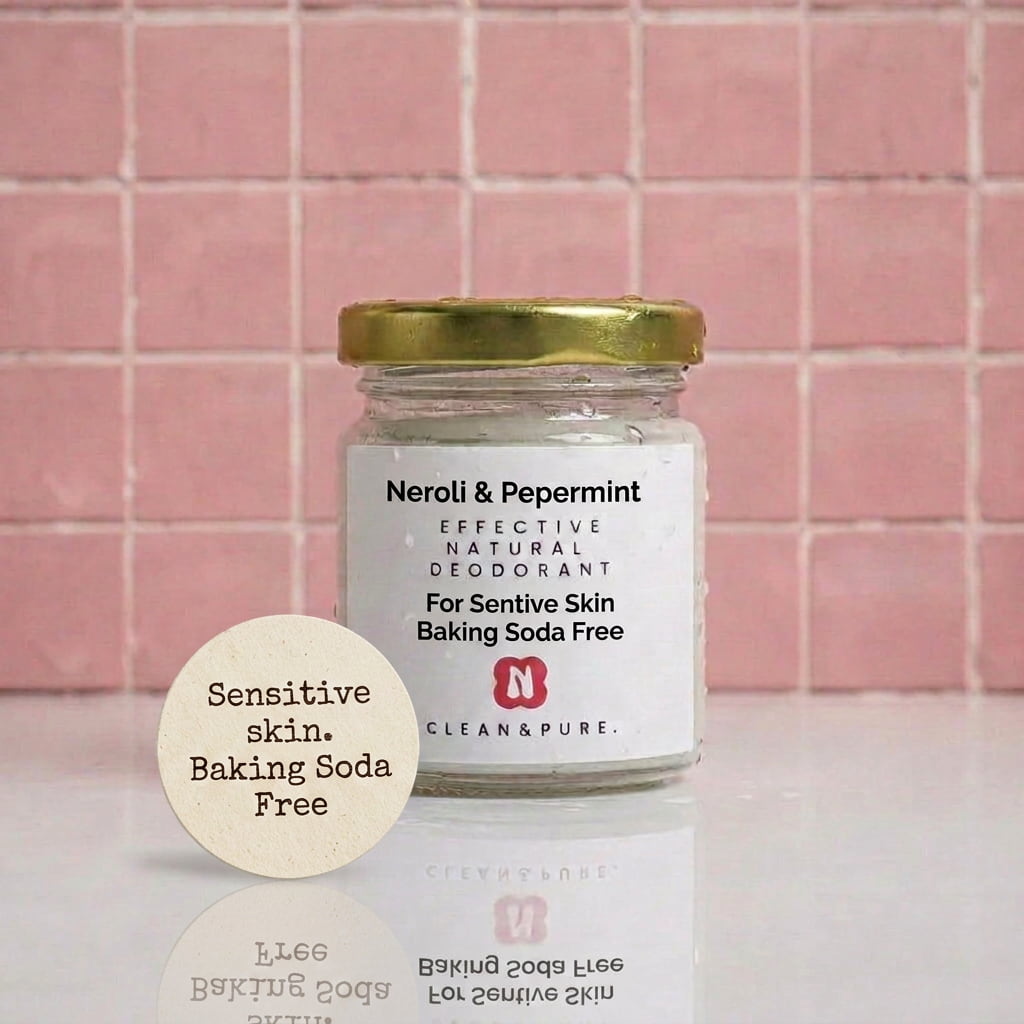 Neroli and peppermint natural deodorant for sensitive skin baking soda free 